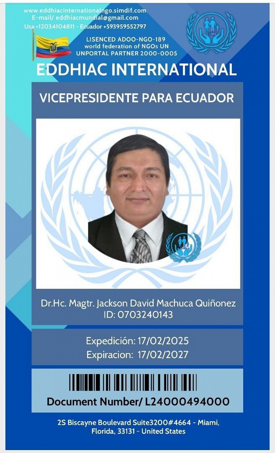 INTERNATIONAL VICE PRESIDENT FOR ECUADOR