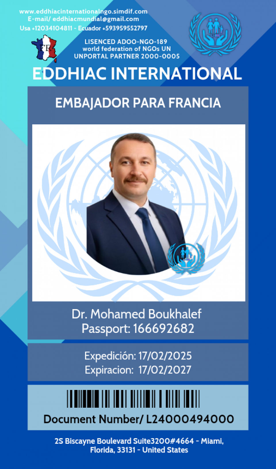 HONORARY AMBASDADOR FOR FRANCIA